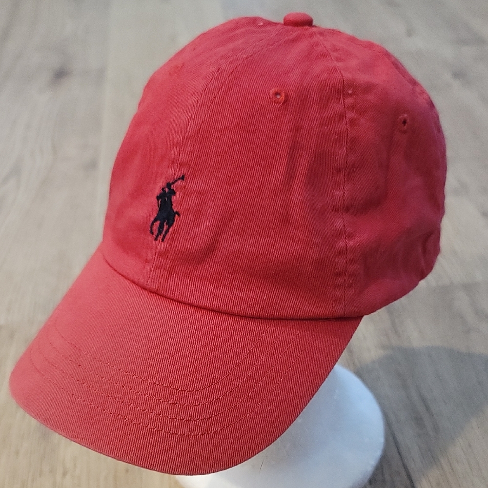 Polo by Ralph Lauren Red Baseball Cap Hat w/ Leather Adjustable Strap